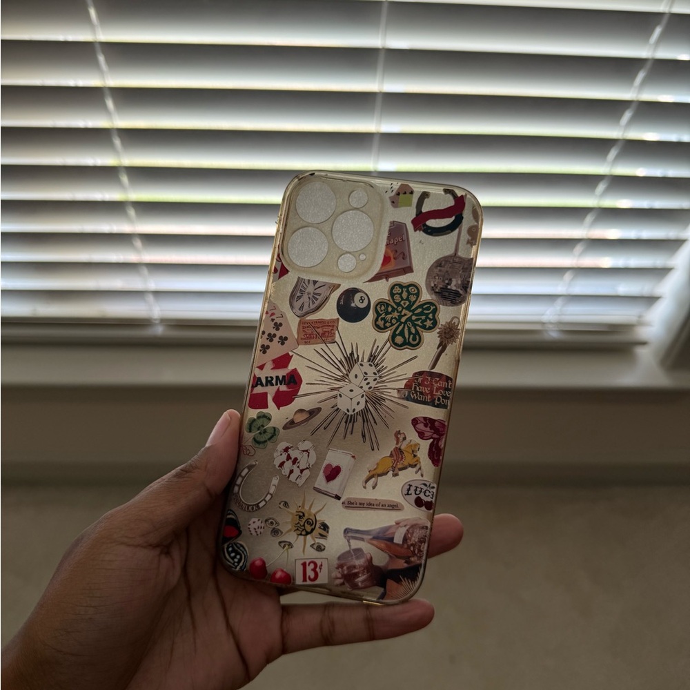 PrettyLittleThing Gold Phone Case with Festive Design